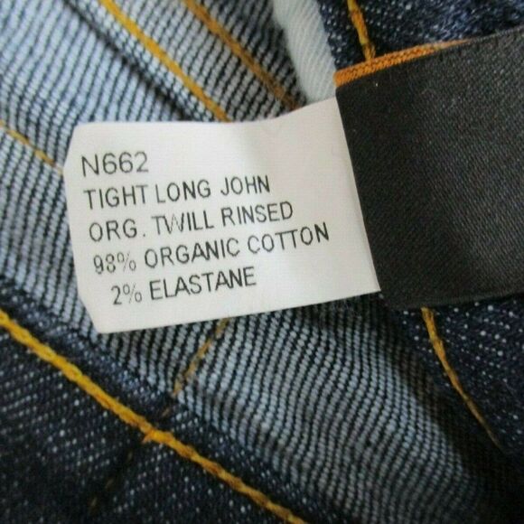NUDIE Jeans Tight Long John Organic Twill Rinsed Adult Size 27 x 34 Men's Denim - Picture 5 of 8